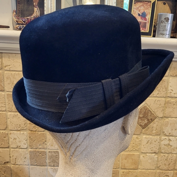 Jacki Vintage Black Felt Asymetrical Brim Hat - Picture 7 of 9